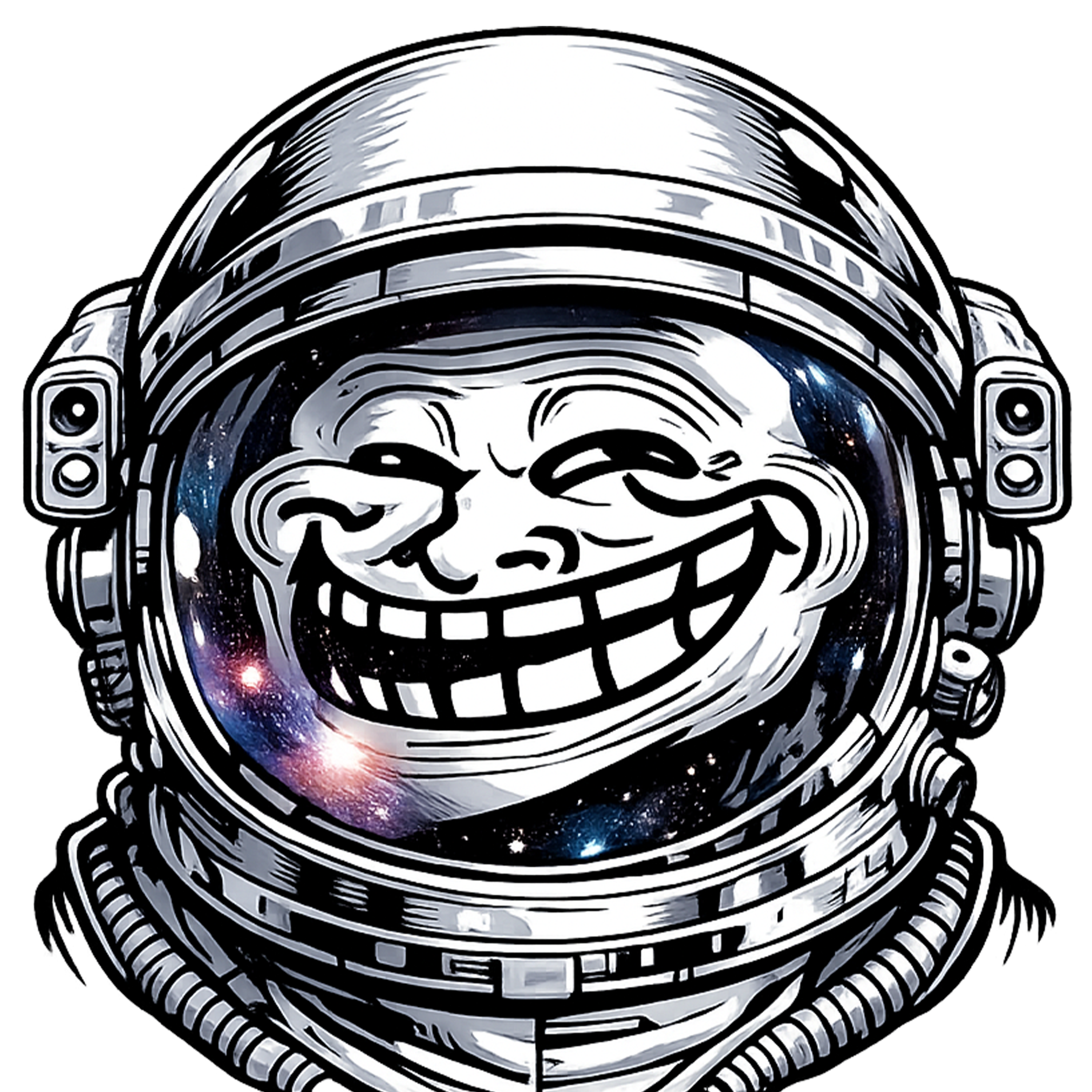 Astronaut Troll Face PNG transparent meme astronaut helmet reaction face