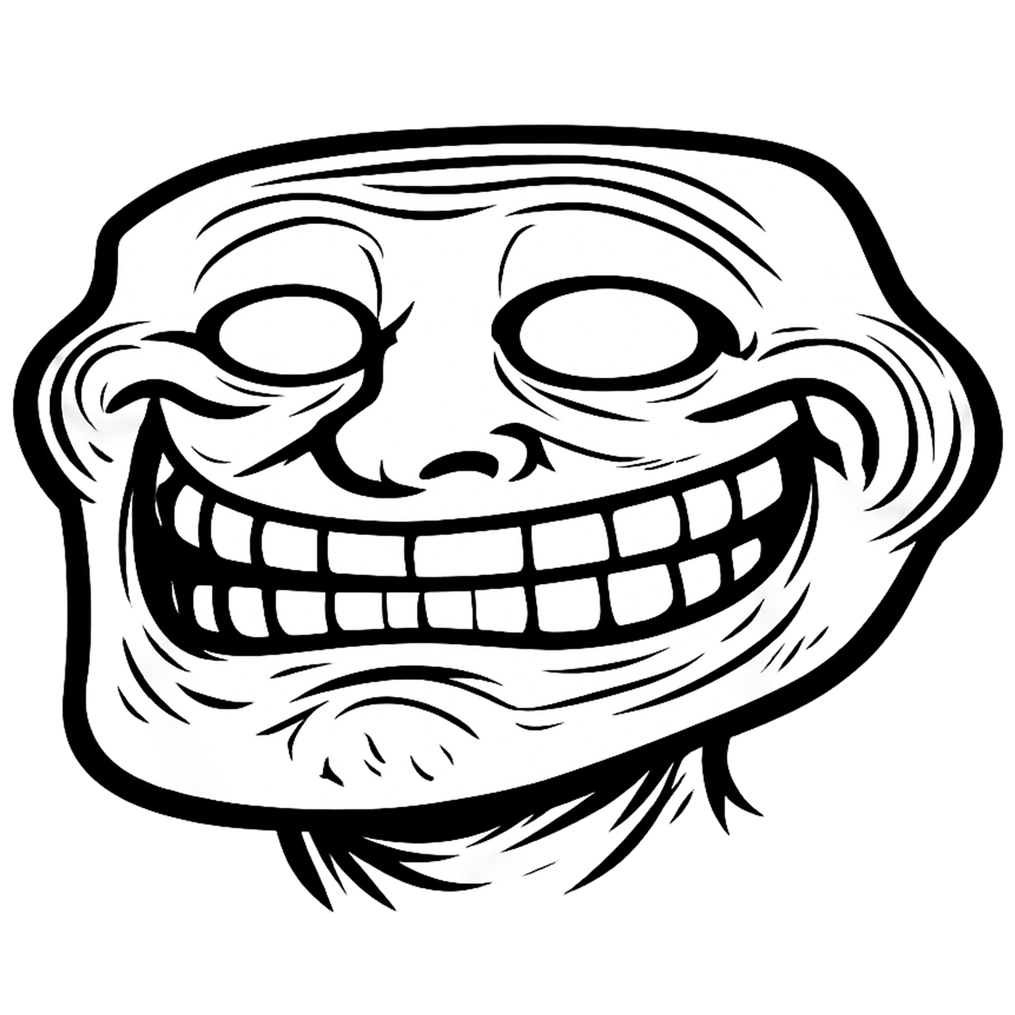 Awkward Troll Face PNG transparent meme reaction face blank eyes expression