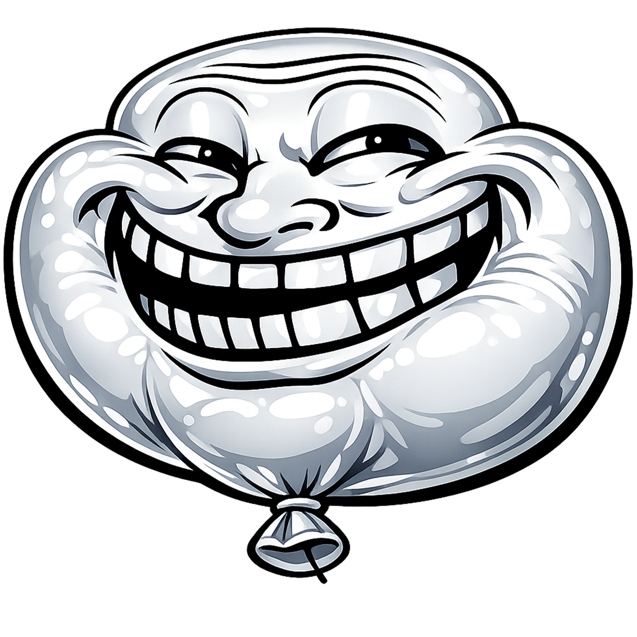 Balloon Inflated Troll Face PNG transparent puffed meme reaction face