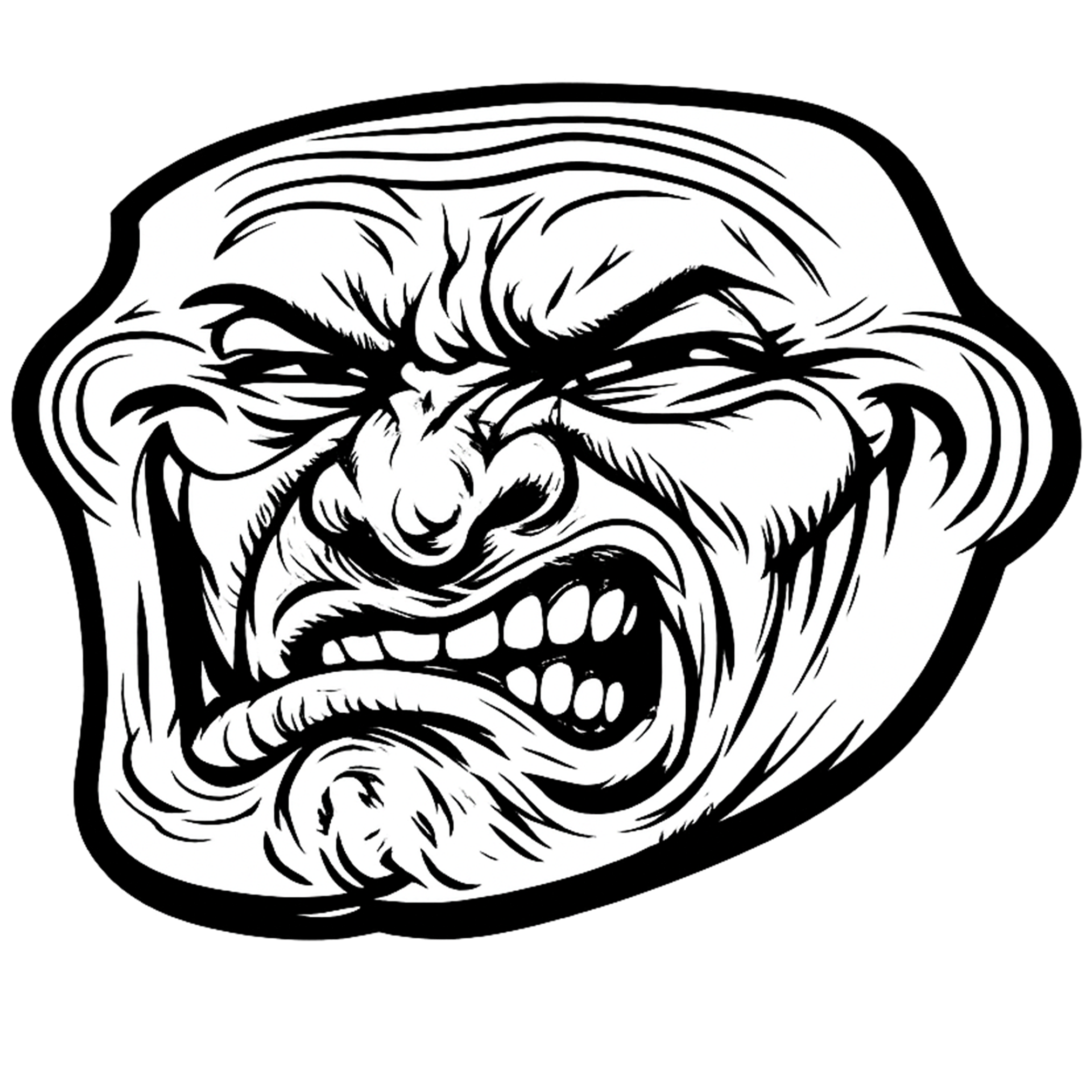 Disgusted Troll Face PNG Transparent Free Download Disgusted Troll Face PNG with angry expression and wrinkled face transparent background