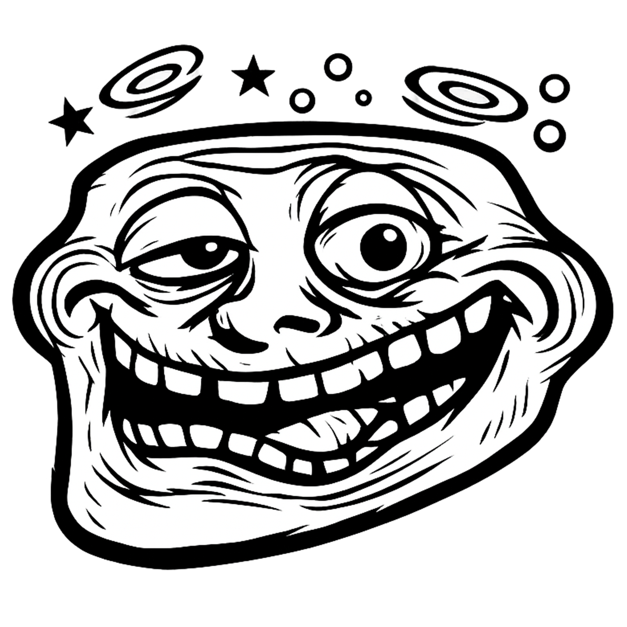 Drunk Troll Face PNG Transparent Free Download Drunk Troll Face PNG with dizzy eyes and funny expression transparent background