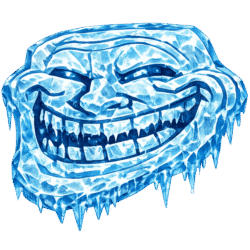 Frozen Ice Troll Face PNG Transparent Download Frozen Ice Troll Face PNG with blue icy texture, dripping icicles and transparent background