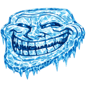 Frozen Ice Troll Face PNG Transparent Download Frozen Ice Troll Face PNG with blue icy texture, dripping icicles and transparent background