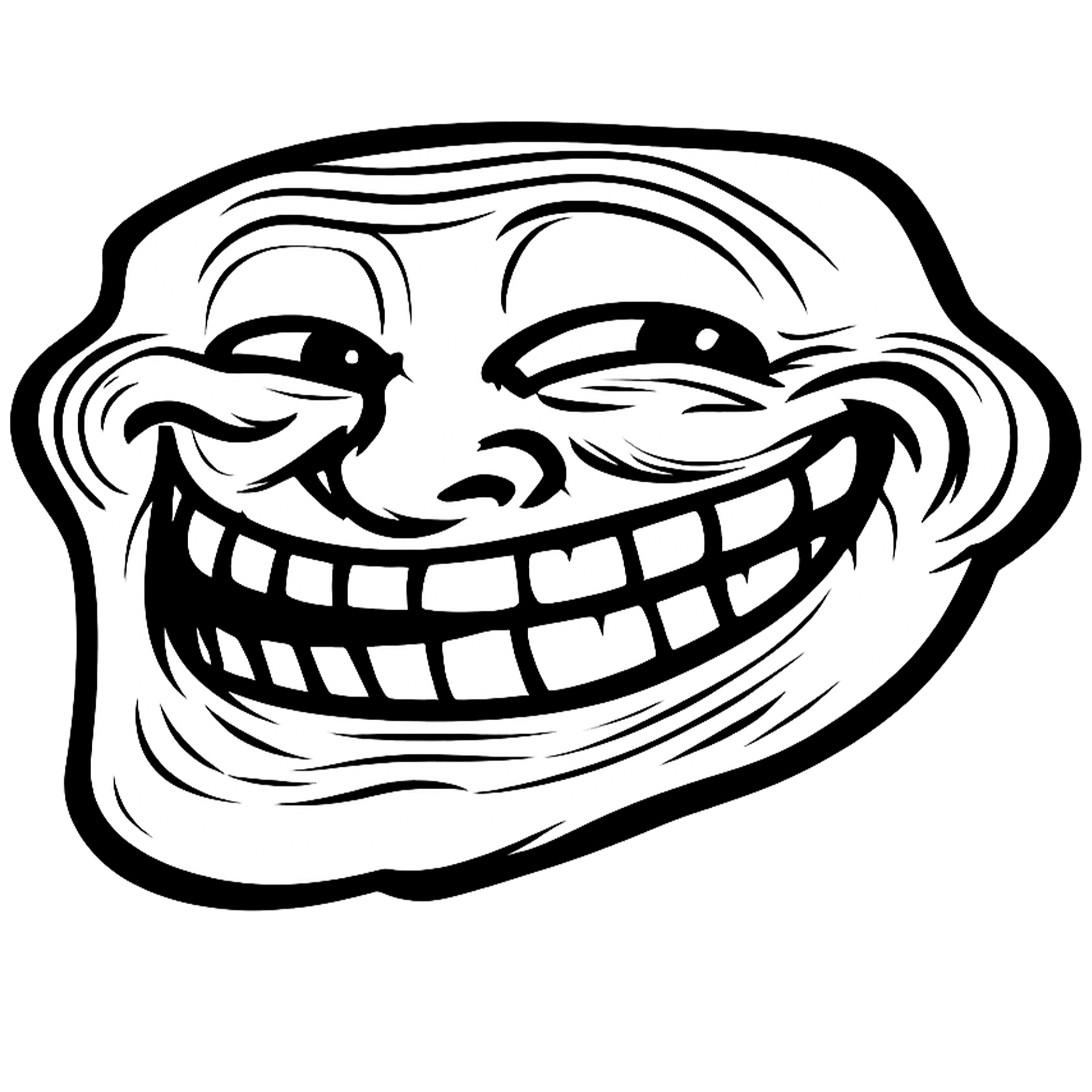 Guilty Troll Face PNG Free Download Transparent guilty troll face png smirking meme white face black outline transparent background funny expression