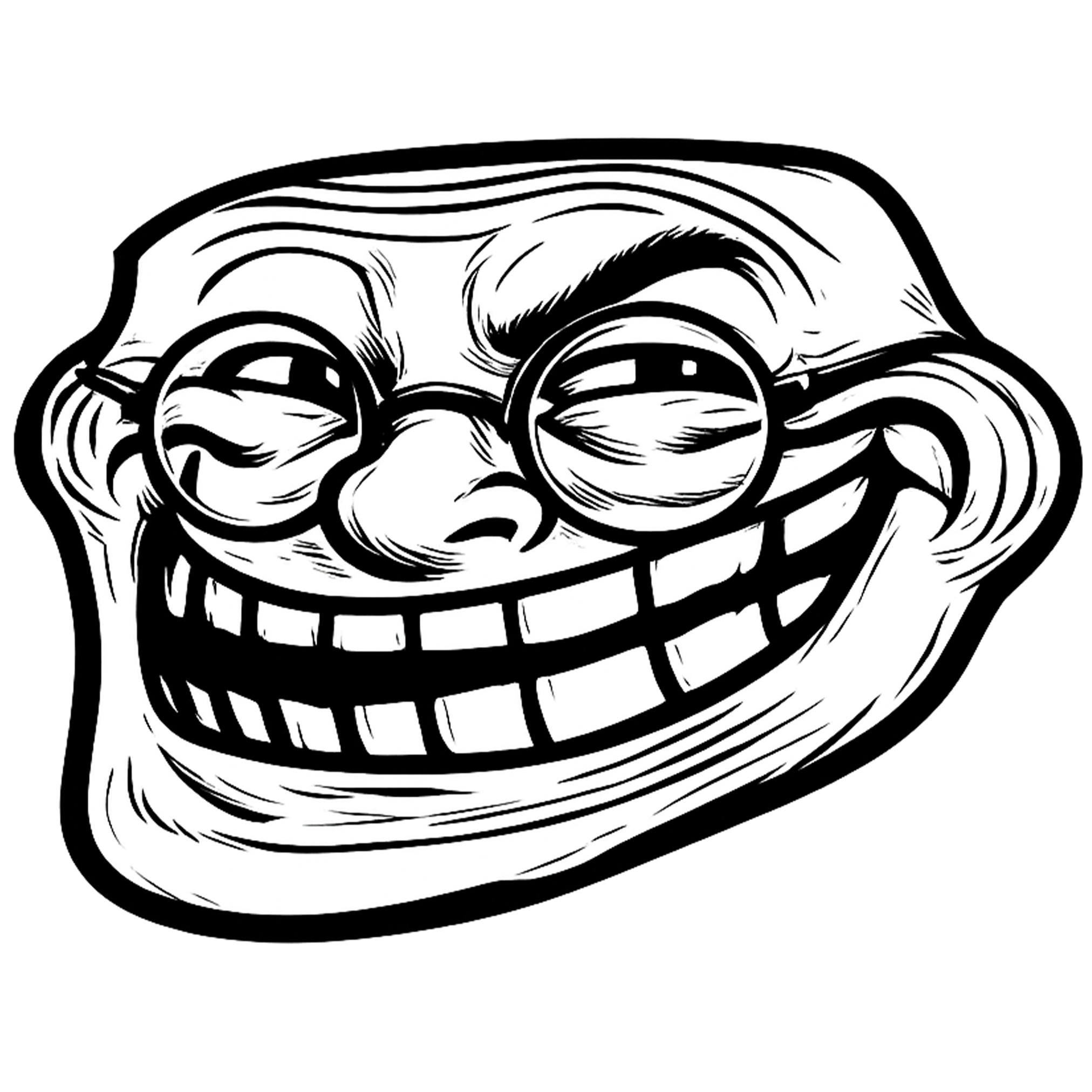 Nerd Troll Face with Glasses PNG Free Download (2024x2024 HD) Nerd troll face with glasses PNG transparent background high resolution meme face