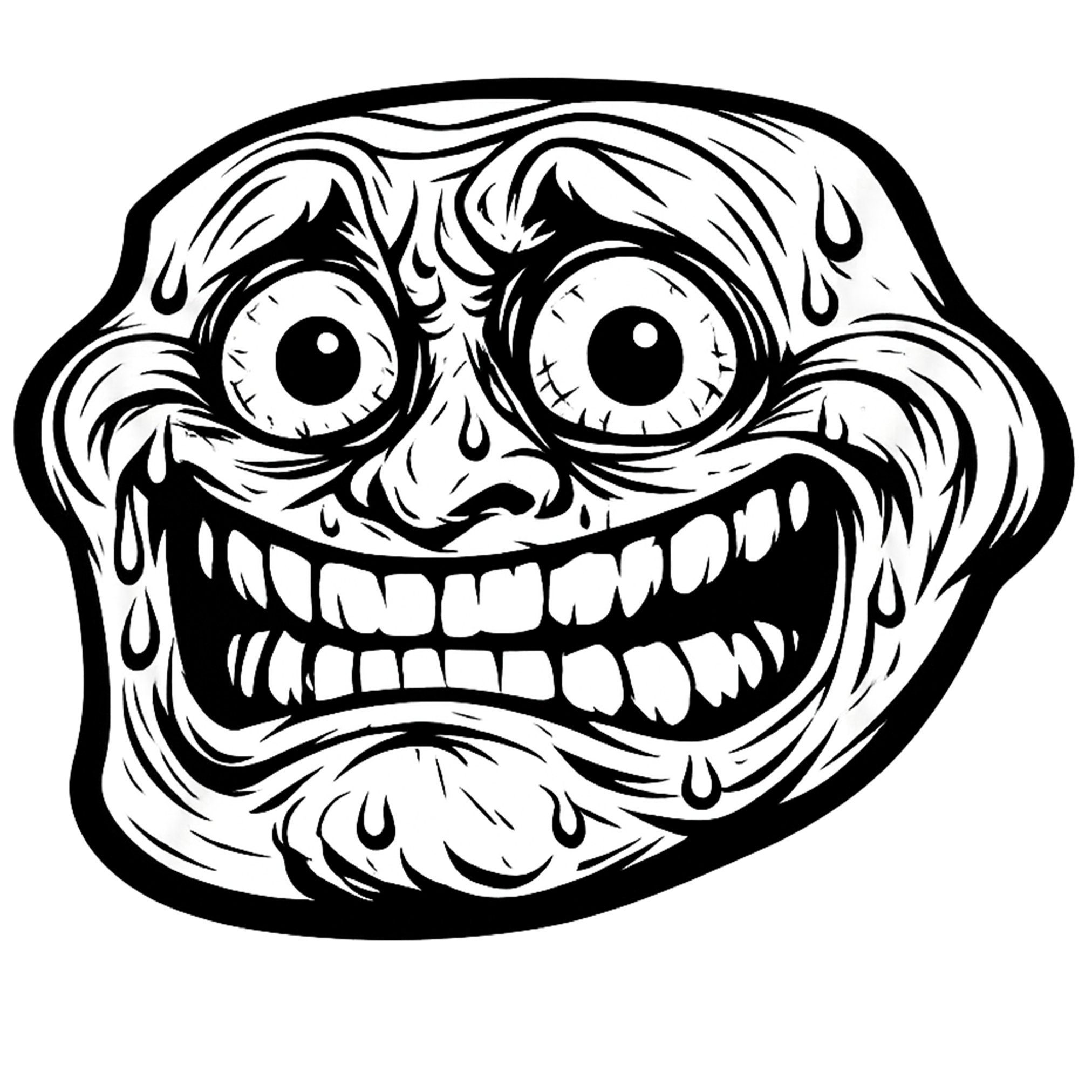 Panicked Troll Face PNG Transparent Scared Meme panicked troll face png transparent scared sweating meme expression