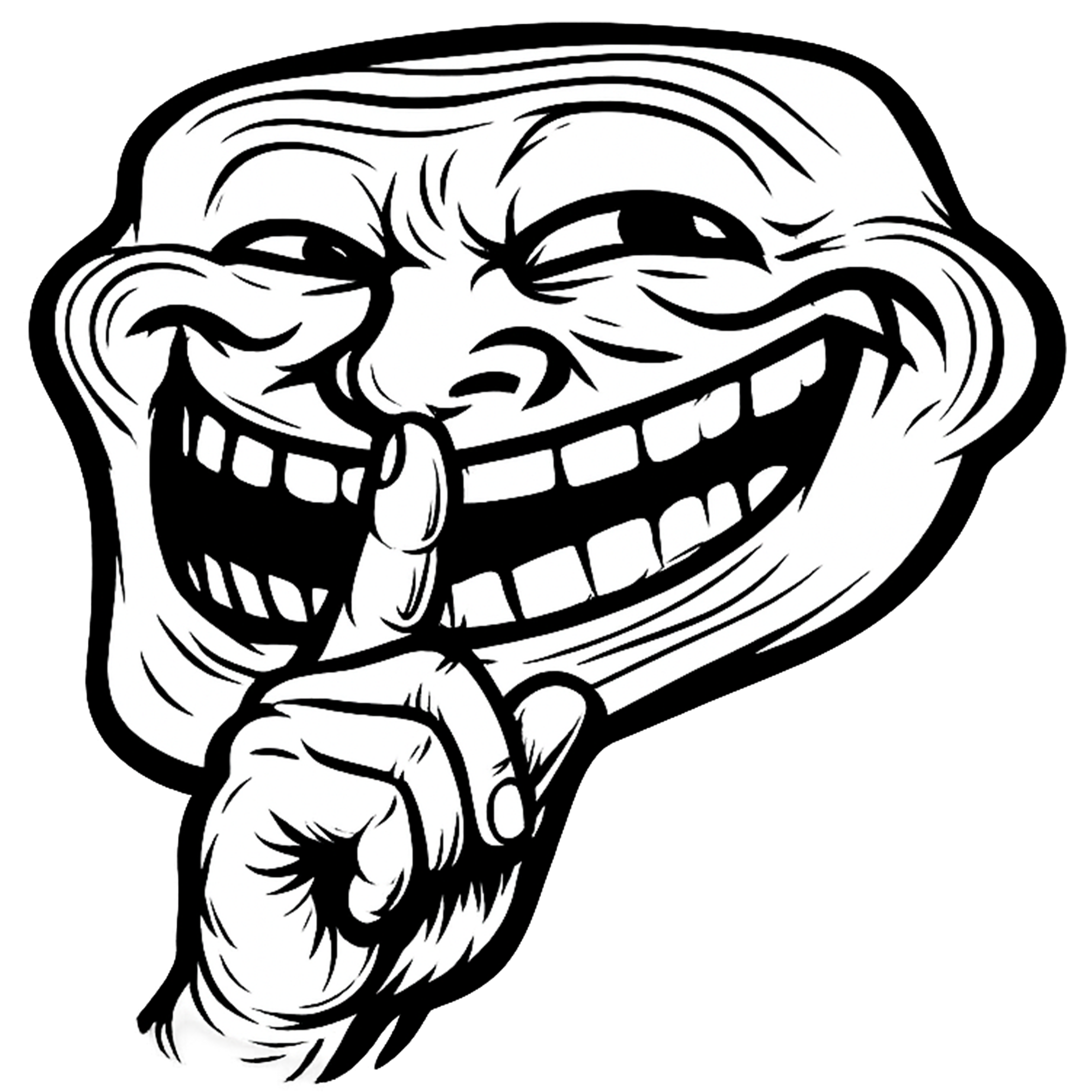 sneaky whisper troll face png finger on lips meme transparent background