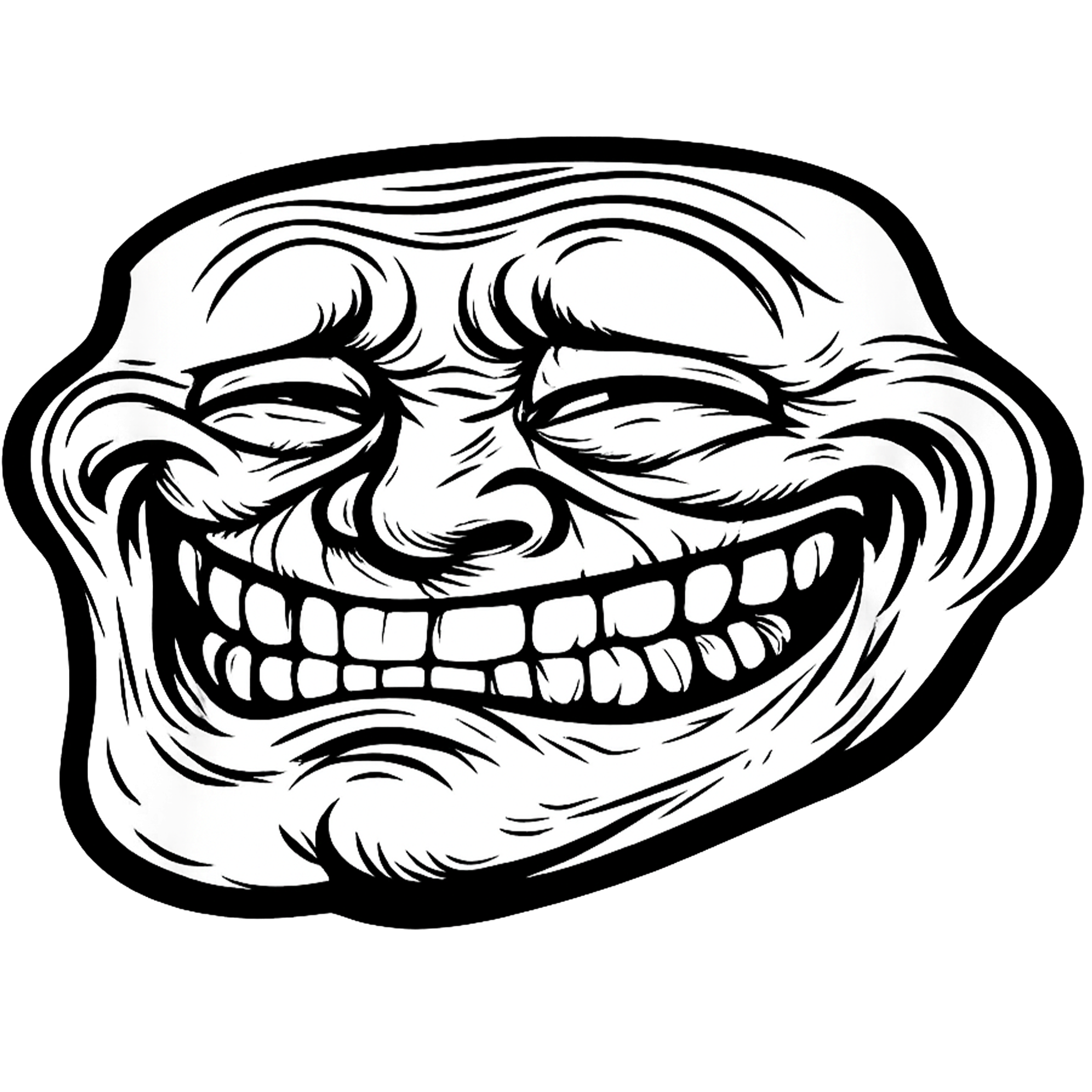 Uncomfortable Troll Face PNG Free Download Transparent uncomfortable troll face png awkward smile meme uneasy expression white face black outline transparent background