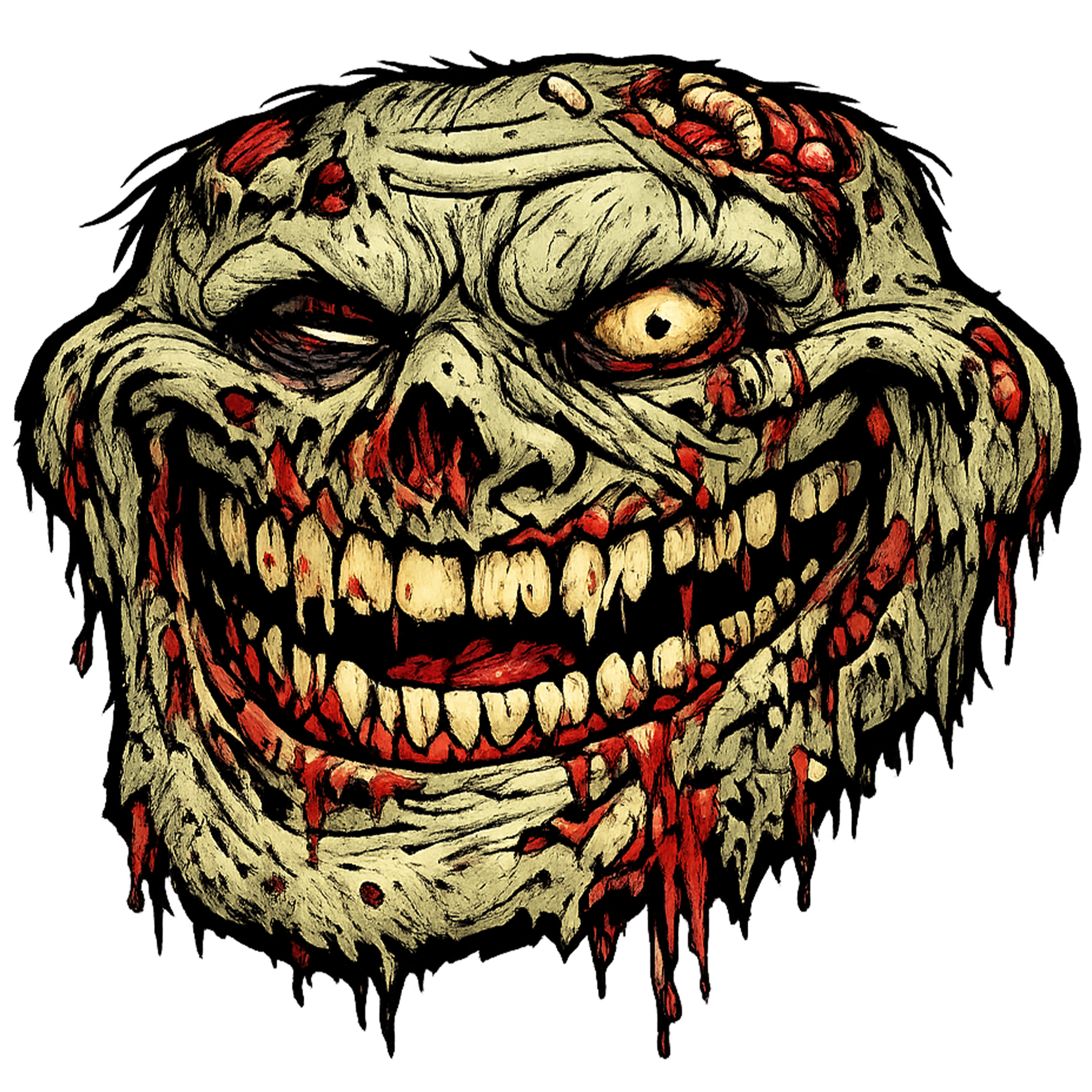 Zombie Troll Face PNG Free Download Transparent zombie troll face png horror meme rotten face blood texture creepy expression transparent background