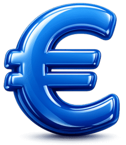 3d euro icon png blue glossy currency symbol transparent background high quality