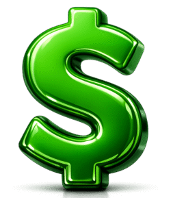 Glossy 3D Dollar Icon PNG transparent green dollar symbol with shiny financial currency design
