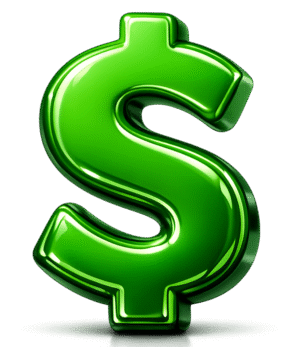 Glossy 3D Dollar Icon PNG transparent green dollar symbol with shiny financial currency design