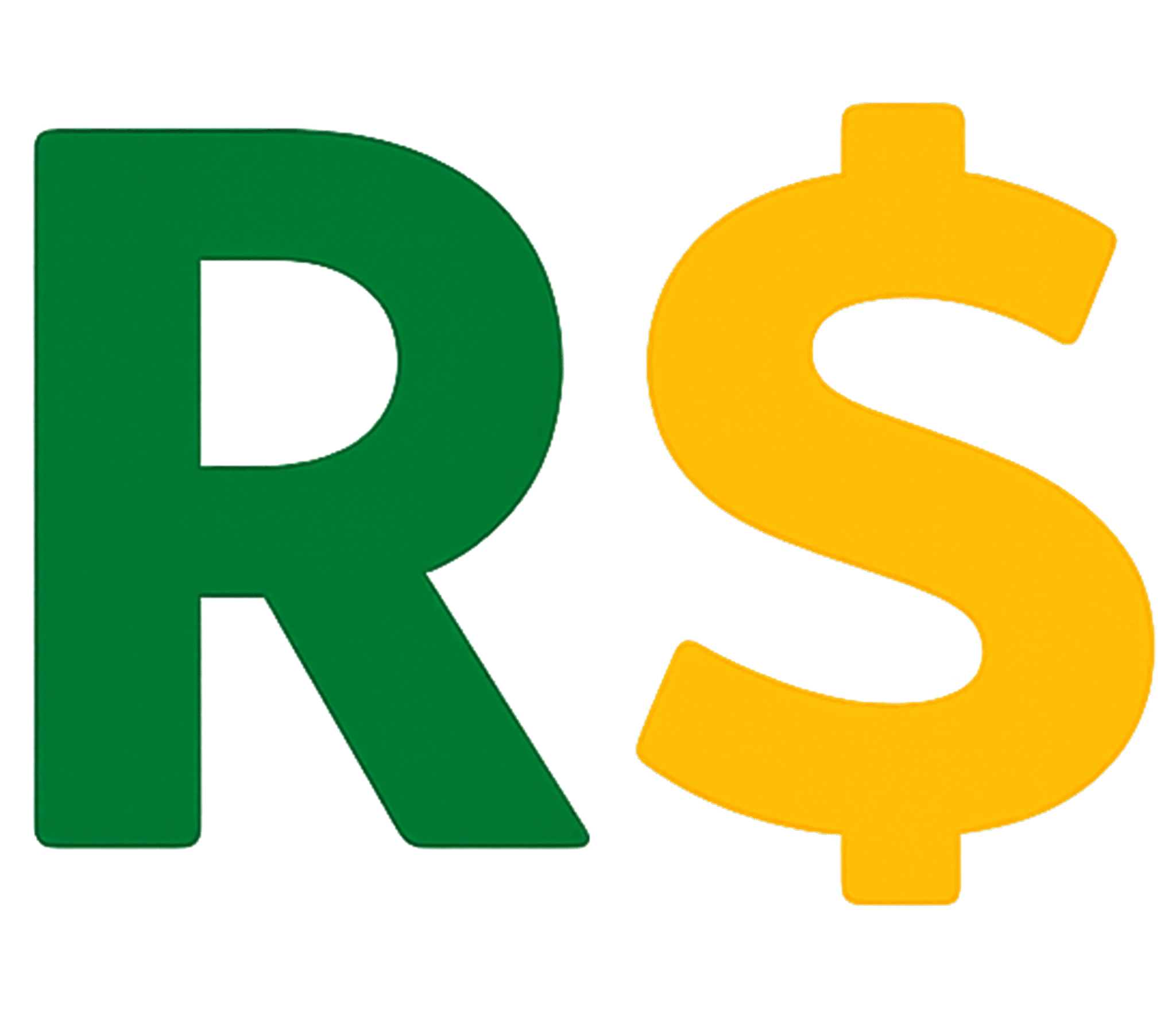 brazil real icon png with green real symbol and gold dollar sign transparent background