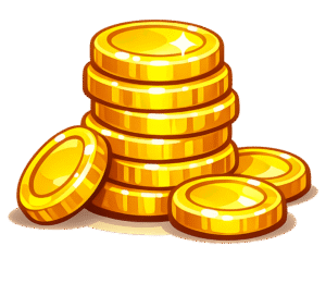 cartoon gold coins png with shiny stacked coin illustration transparent background