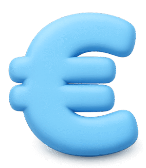 Clay Euro Icon PNG soft blue clay-style euro currency symbol with transparent background for finance, banking, and fintech designs