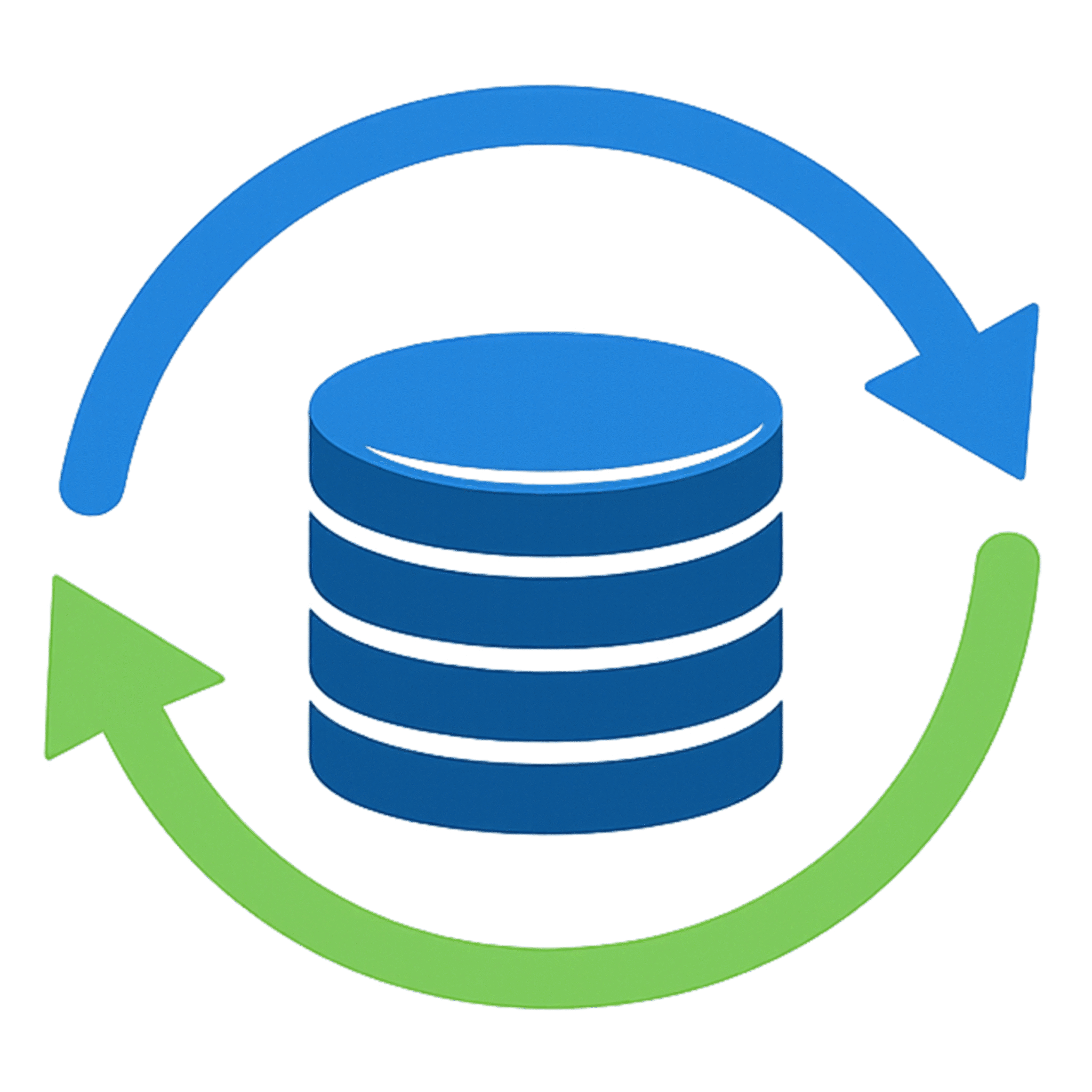 Funding Round Icon PNG Free Download Funding Round Icon PNG with database stack and circular arrows representing investment cycles, fundraising, and capital flow on transparent background