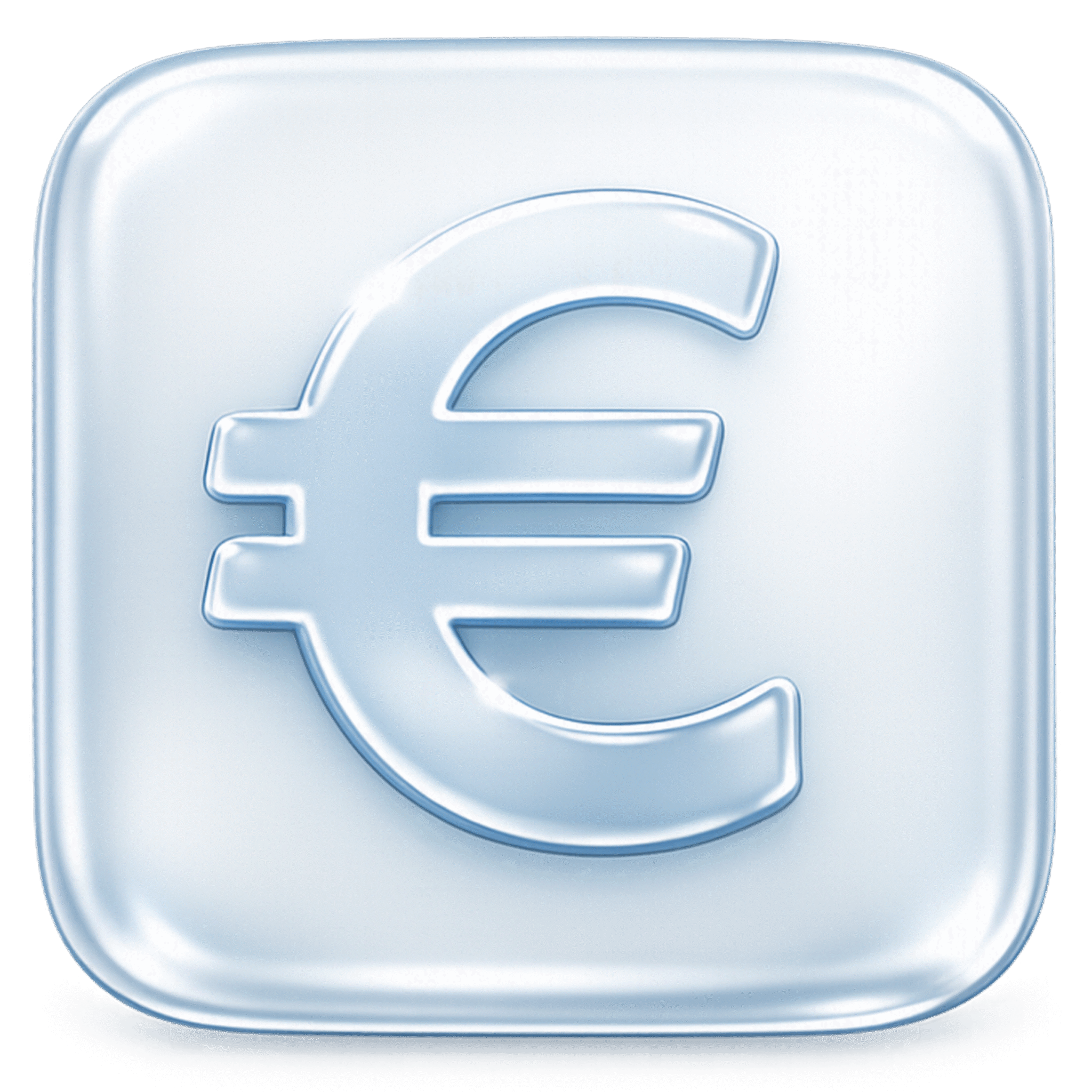 Glass Euro Icon PNG transparent frosted glass euro currency symbol with modern financial button design