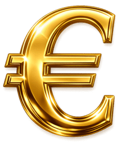 gold euro symbol png with luxury metallic 3d euro currency icon transparent background