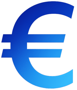 gradient euro icon png blue currency symbol transparent background