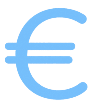 Minimal Euro Icon PNG Transparent Blue Currency Symbol Free Download