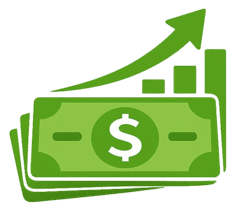 money growth icon png green dollar arrow upward finance growth transparent background