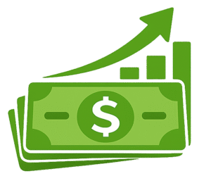 money growth icon png green dollar arrow upward finance growth transparent background