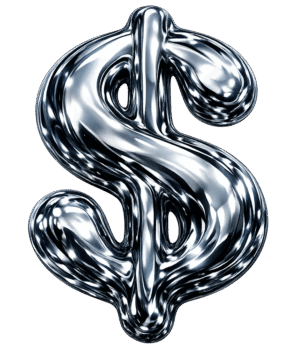 money icon liquid metal png chrome dollar symbol reflective metallic transparent background