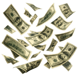 raining money png with falling dollar bills and transparent background