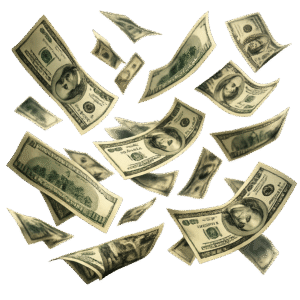 raining money png with falling dollar bills and transparent background