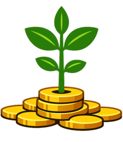 seed funding icon png plant growing from gold coins transparent background high resolution