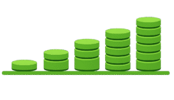 startup revenue icon png green coin growth stacks transparent background high resolution