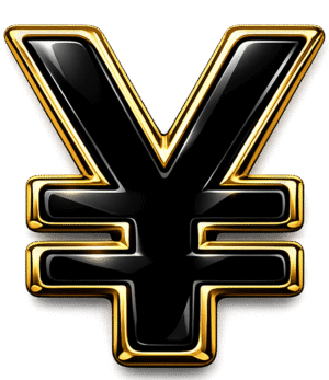 yen luxury icon png gold black currency symbol transparent background high quality