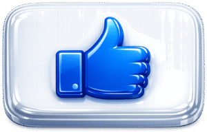 Glossy blue thumbs up 3D Like Button enclosed in a rounded white rectangle, perfect for social media video overlays.