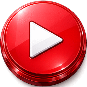 3D Play Button PNG Glossy circular red 3D Play Button PNG with a white triangle for media player interfaces and interactive video overlays.
