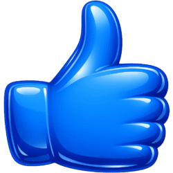 3D Thumbs Up PNG Glossy blue 3D Thumbs Up PNG for engaging social media overlays, YouTube videos, and interactive web UI mockups.