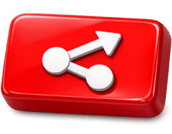 3D YouTube Share Button PNG Glossy red rectangular 3D YouTube Share Button PNG with a white share arrow icon, perfect for social media video overlays.