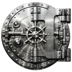 Bank Vault Door PNG Transparent Heavy Steel Safe Door for Banking Security