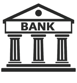 Bank Line Art PNG featuring a modern bank building outline icon with transparent background