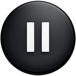 Black Pause Button PNG Matte circular Black Pause Button PNG with white vertical bars, perfect for sleek media player interfaces and video overlays.