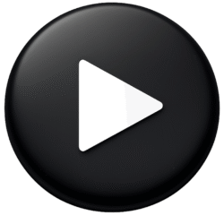 Matte circular Black Play Button PNG with a white triangle, ideal for sleek media player interfaces and video overlays.