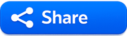 Glossy Blue YouTube Share Button PNG with a crisp white icon and text, perfect for video editor interfaces and overlays.