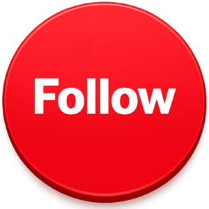 Minimalist Circle Follow Button PNG with clean typography, perfect for social media profiles and engaging video overlays.