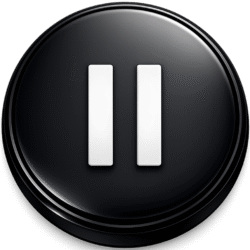 Dark Pause Button PNG - Transparent Download Sleek black Dark Pause Button PNG with crisp white lines on a transparent background for video players and UI design.