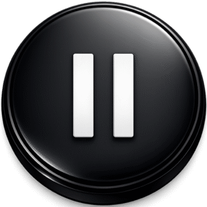 Sleek black Dark Pause Button PNG with crisp white lines on a transparent background for video players and UI design.