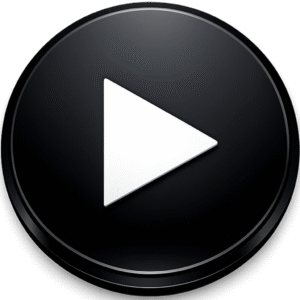 Dark Play Button PNG - Transparent Download Circular glossy black Dark Play Button PNG with a crisp white triangle on a transparent background for media players.