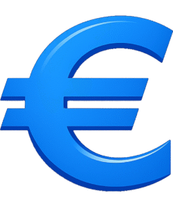 Download 100% Free Euro Currency Icon | DehraFlicks Glossy 3D blue Euro currency icon on a transparent background for finance and business digital designs.
