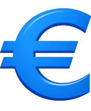 Download 100% Free Euro Currency Icon | DehraFlicks Glossy 3D blue Euro currency icon on a transparent background for finance and business digital designs.
