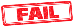Fail Stamp PNG - Transparent Download Grungy red Fail Stamp PNG with a distressed texture and transparent background for document graphics and video edits.