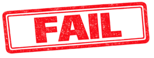 Grungy red Fail Stamp PNG with a distressed texture and transparent background for document graphics and video edits.