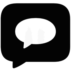 Filled Instagram Comment Icon PNG Black and white Filled Instagram Comment Icon PNG featuring a classic speech bubble design for social media video overlays.